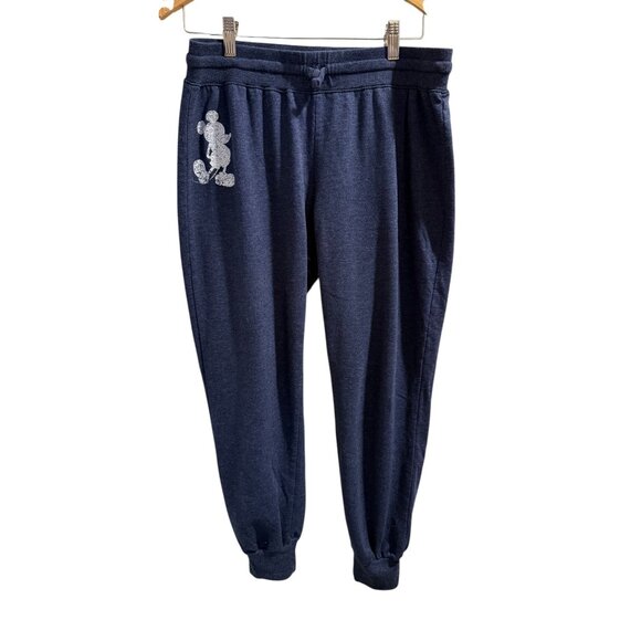 Disney Mickey Mouse Navy Blue Jogger Pants W/ Drawstring & Elastic Cuffs - Size - Picture 1 of 5
